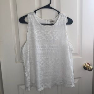 Scalloped white tank
